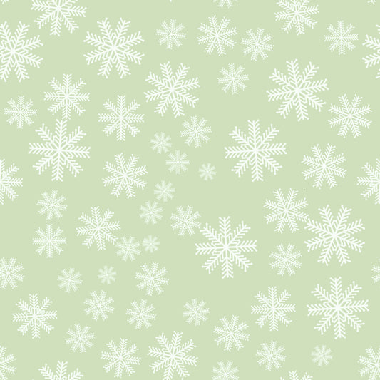 Soft Green Snowflakes Art Panel