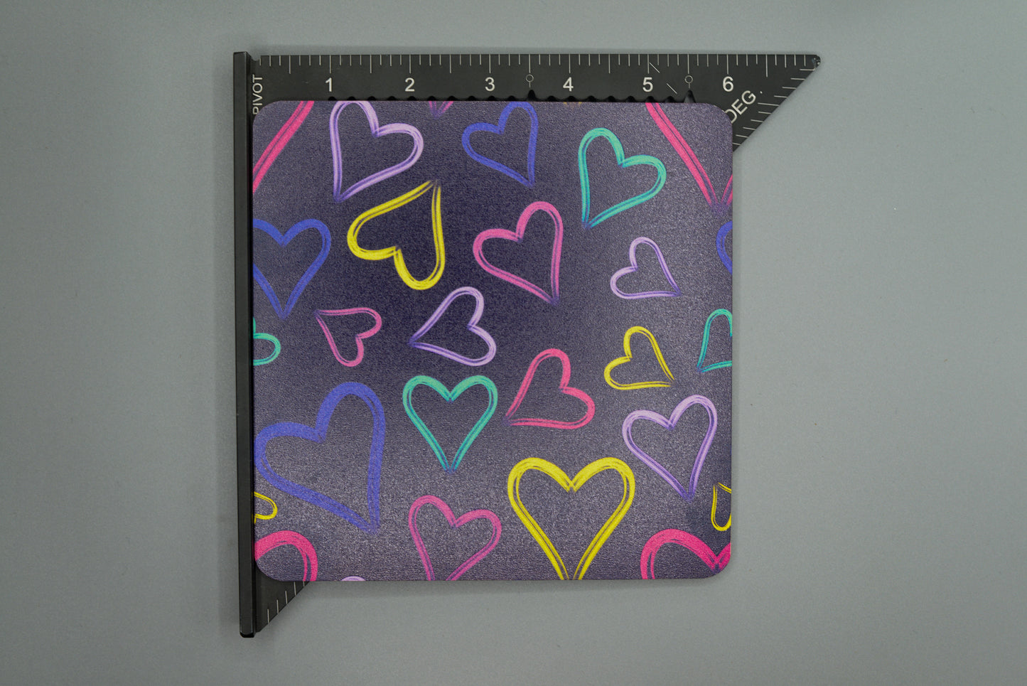 Neon Hearts on Purple Art Panel