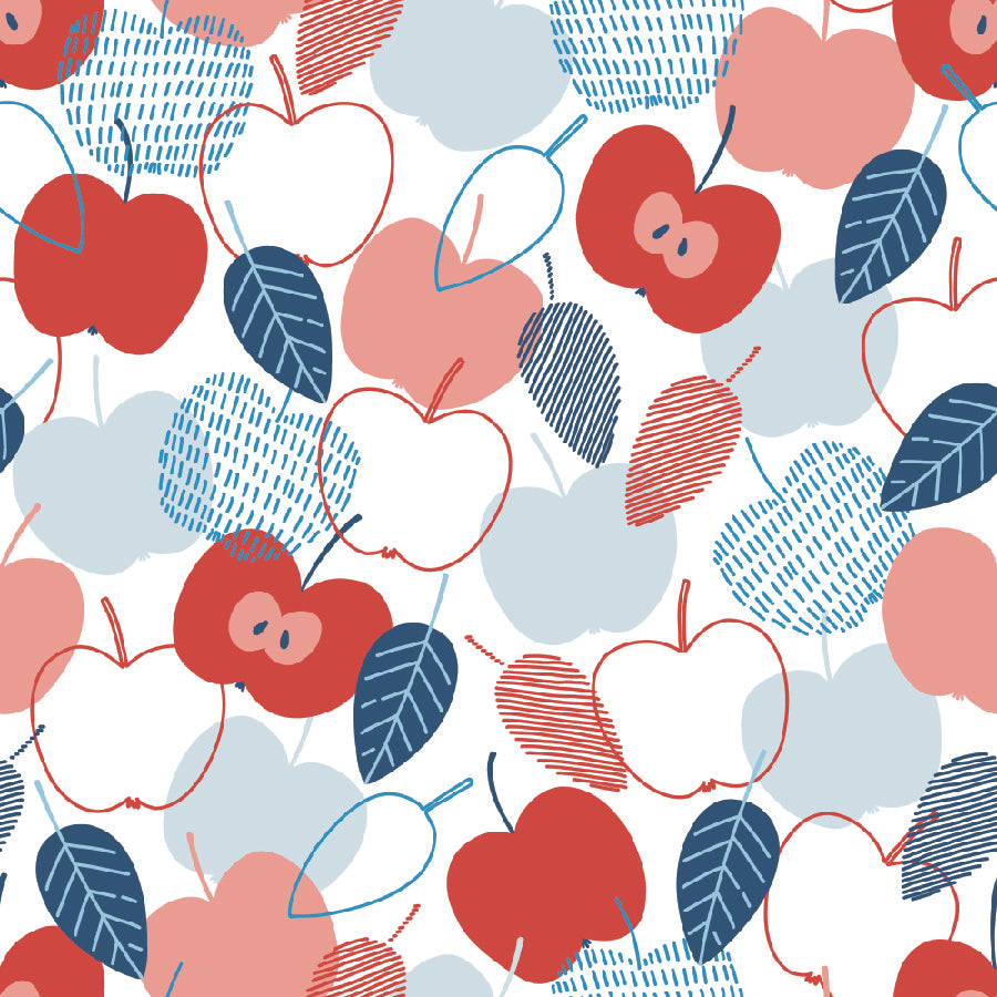 Red, White, & Blue Apples and Leaves Art Panel